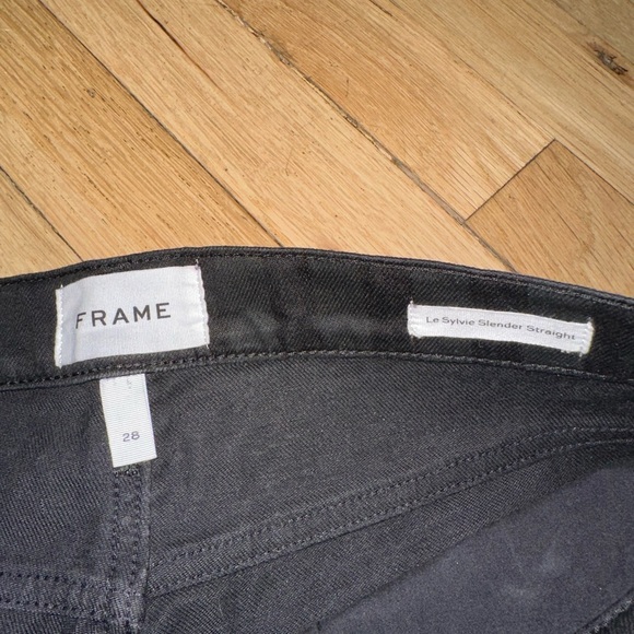 FRAME Denim Le Sylvie Slender Straight Tonal Stripe Jeans Black Women Size 28 - Picture 11 of 11